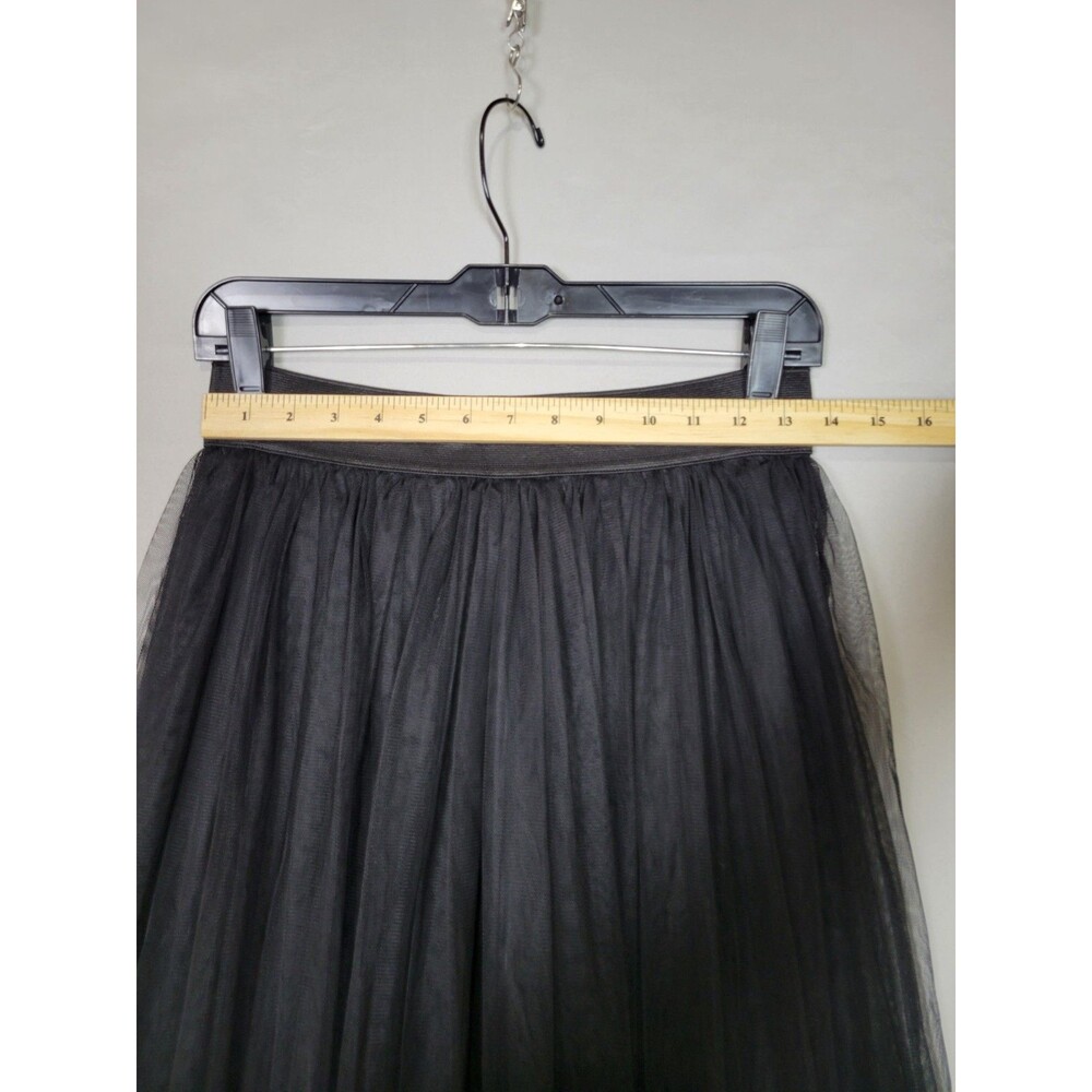 Womens Black Tulle Long Midi Skirt Sz Large Pull On Dark Fairy Grunge Whimsical - Picture 6 of 10